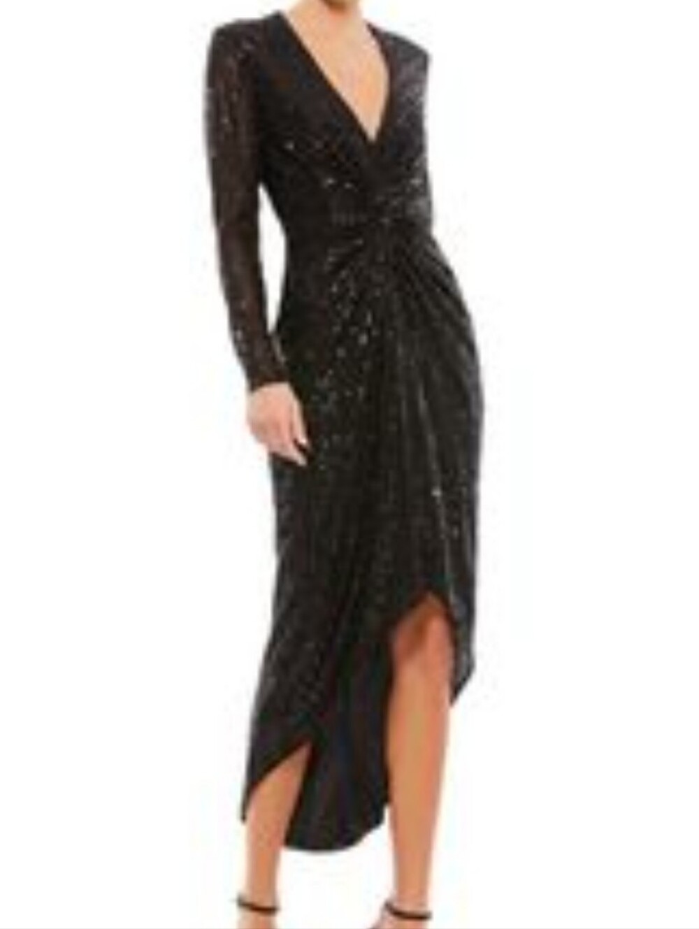Mac Duggal Ieena Sequin Knotted Midi Dress